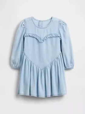 Vestito in denim con volant a forma di cuore per neonato & bebè
