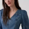 Vestito in denim morbidissimo con maniche a sbuffo