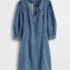 Vestito in denim morbidissimo con maniche a sbuffo