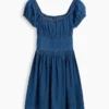Vestito in denim per bambina con maniche a sbuffo