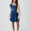 Vestito in denim per bambina con maniche a sbuffo