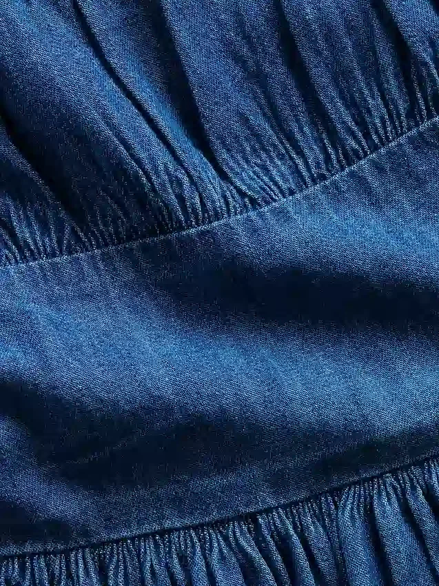 Vestito in denim per bambina con maniche a sbuffo