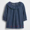 Vestito in denim per neonati con colletto a volant