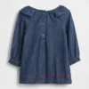 Vestito in denim per neonati con colletto a volant