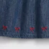 Vestito in denim per neonati con colletto a volant