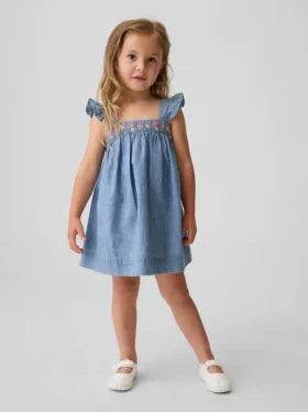 Vestito in denim ricamato per neonato & bebè