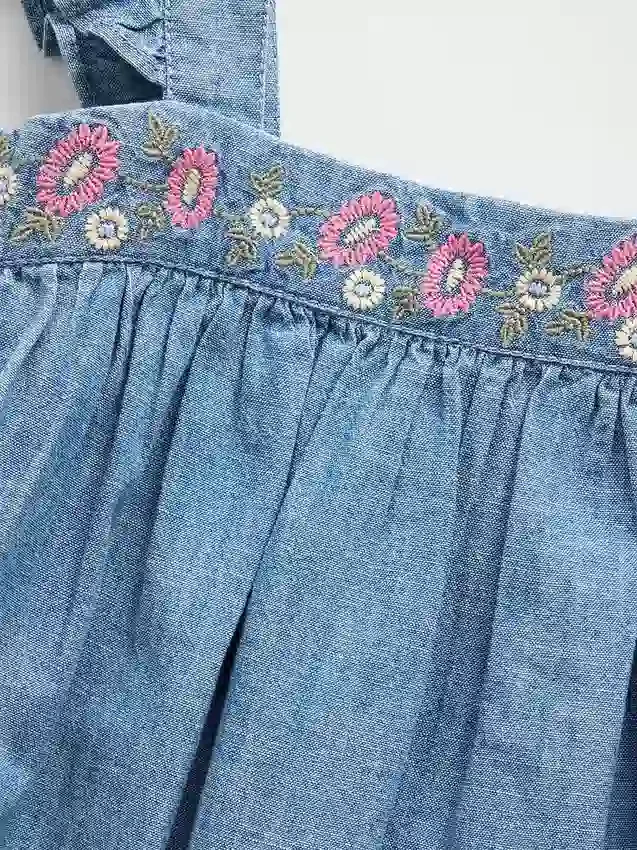 Vestito in denim ricamato per neonato & bebè