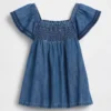 Vestito in denim smockato per neonati
