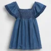 Vestito in denim smockato per neonati