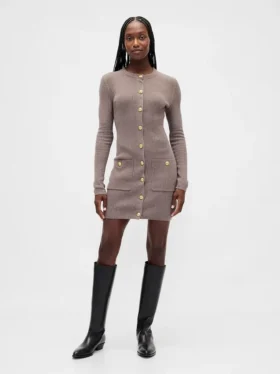 Vestito in maglia a coste CashSoft con tasche