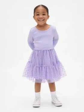 Vestito in tulle e tessuti misti per neonato & bebè
