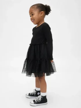 Vestito in tulle e tessuti misti per neonato & bebè