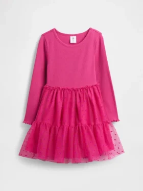Vestito in tulle e tessuti misti per neonato & bebè
