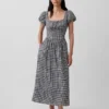 Vestito lungo a vita bassa in misto lino