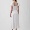 Vestito lungo a vita bassa in misto lino