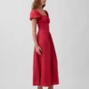 Vestito lungo a vita bassa in misto lino
