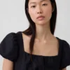Vestito lungo a vita bassa in misto lino