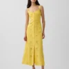 Vestito lungo con canotta ricamata in misto lino