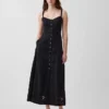 Vestito lungo con canotta ricamata in misto lino