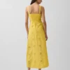 Vestito lungo con canotta ricamata in misto lino