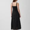 Vestito lungo con canotta ricamata in misto lino