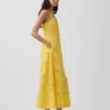 Vestito lungo con canotta ricamata in misto lino