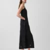 Vestito lungo con canotta ricamata in misto lino