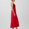 Vestito lungo con canotta ricamata in misto lino