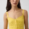 Vestito lungo con canotta ricamata in misto lino