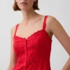 Vestito lungo con canotta ricamata in misto lino