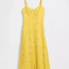 Vestito lungo con canotta ricamata in misto lino