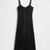 Vestito lungo con canotta ricamata in misto lino