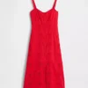 Vestito lungo con canotta ricamata in misto lino