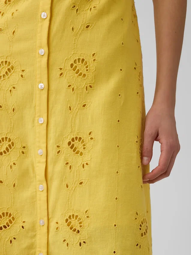 Vestito lungo con canotta ricamata in misto lino