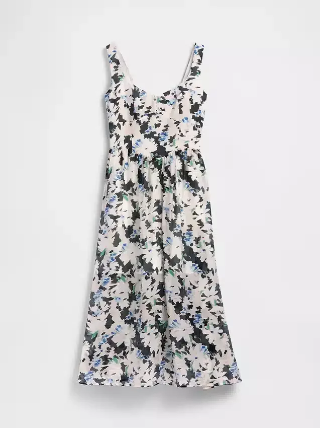 Vestito lungo con vita bassa e cuciture