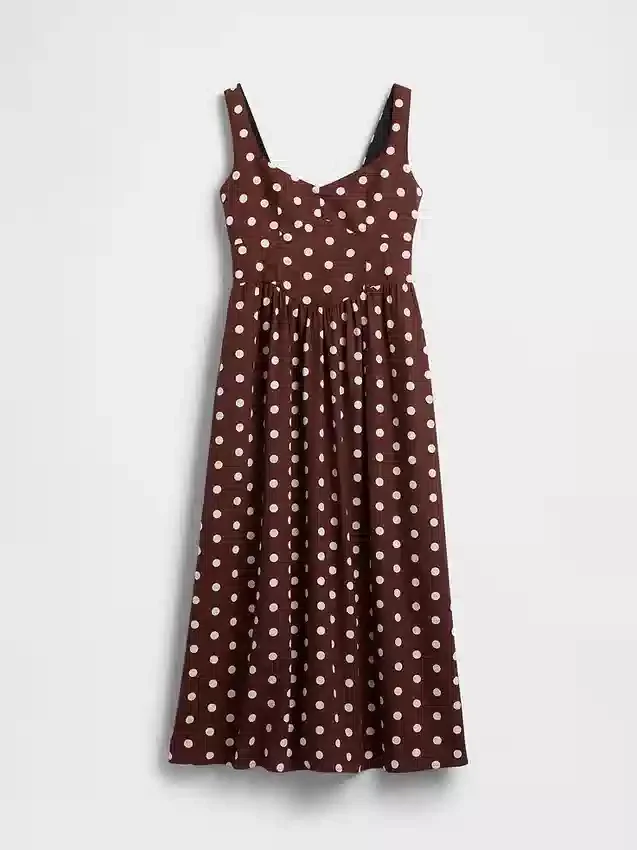Vestito lungo con vita bassa e cuciture