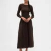Vestito lungo con vita bassa in tessuti misti