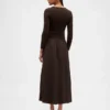 Vestito lungo con vita bassa in tessuti misti