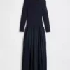 Vestito lungo con vita bassa in tessuti misti