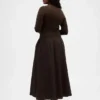 Vestito lungo con vita bassa in tessuti misti