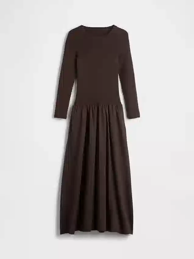 Vestito lungo con vita bassa in tessuti misti