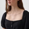 Vestito lungo con vita impero in misto lino