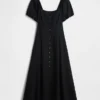 Vestito lungo con vita impero in misto lino