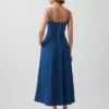 Vestito lungo in denim senza spalline
