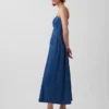 Vestito lungo in denim senza spalline