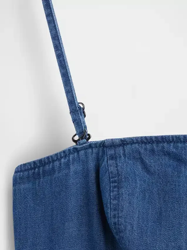 Vestito lungo in denim senza spalline