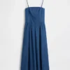 Vestito lungo in denim senza spalline
