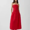 Vestito lungo in popeline con vita bassa
