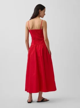 Vestito lungo in popeline con vita bassa