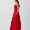 Vestito lungo in popeline con vita bassa